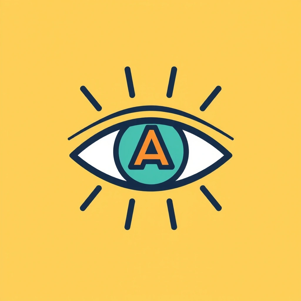 Simbol stilizat al ochiului cu raze de lumină, reprezentând vederea și vitamina A